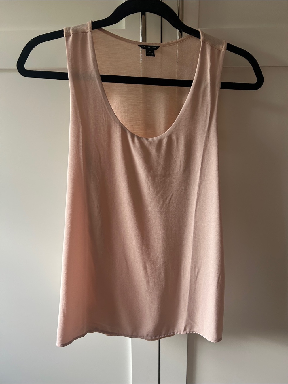 Ann Taylor - Scoop Neck Shell Top - Blush Pink - silky front cotton back